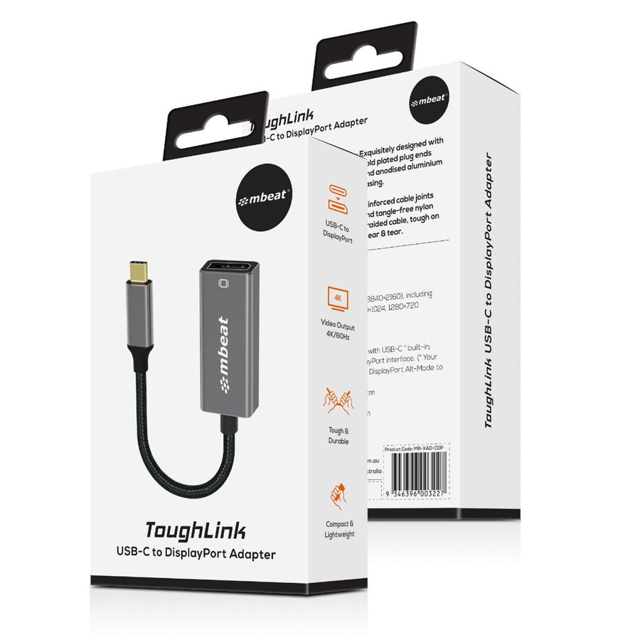 MB-XAD-CDP – mbeat Tough Link USB-C-auf-DisplayPort-Adapter – Space Grey