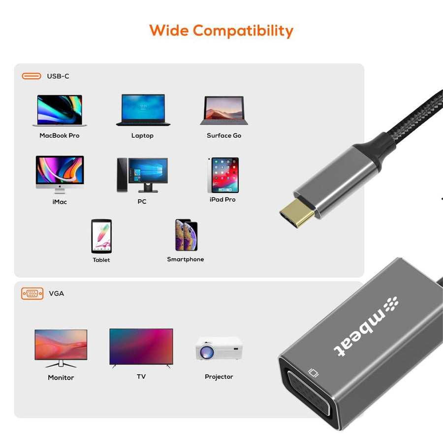 MB-XAD-CVGA - mbeat Tough Link USB-C to VGA Adapter - Space Grey