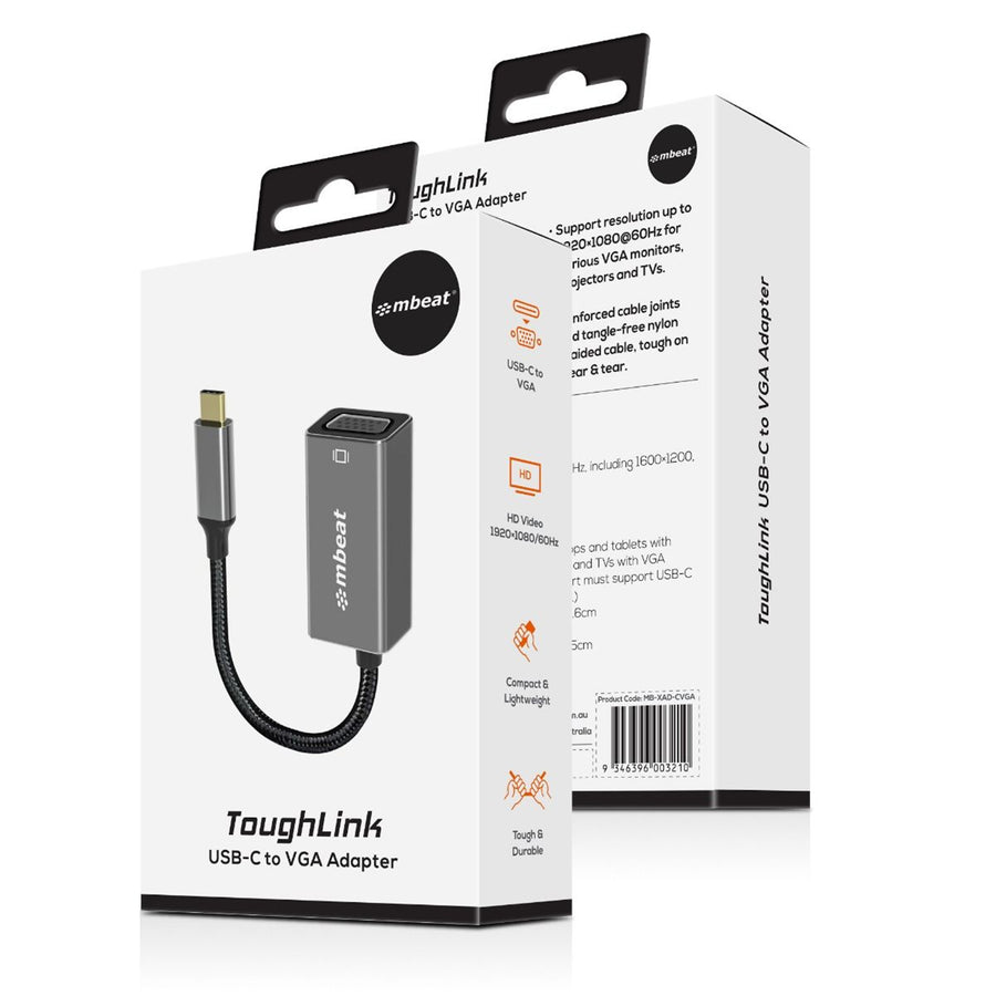 MB-XAD-CVGA - mbeat Tough Link USB-C to VGA Adapter - Space Grey