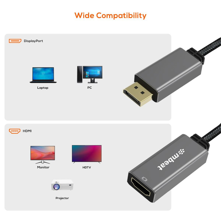 mbeat MB-XAD-DPHDM Tough Link DisplayPort  to HDMI Adapter - Space Grey