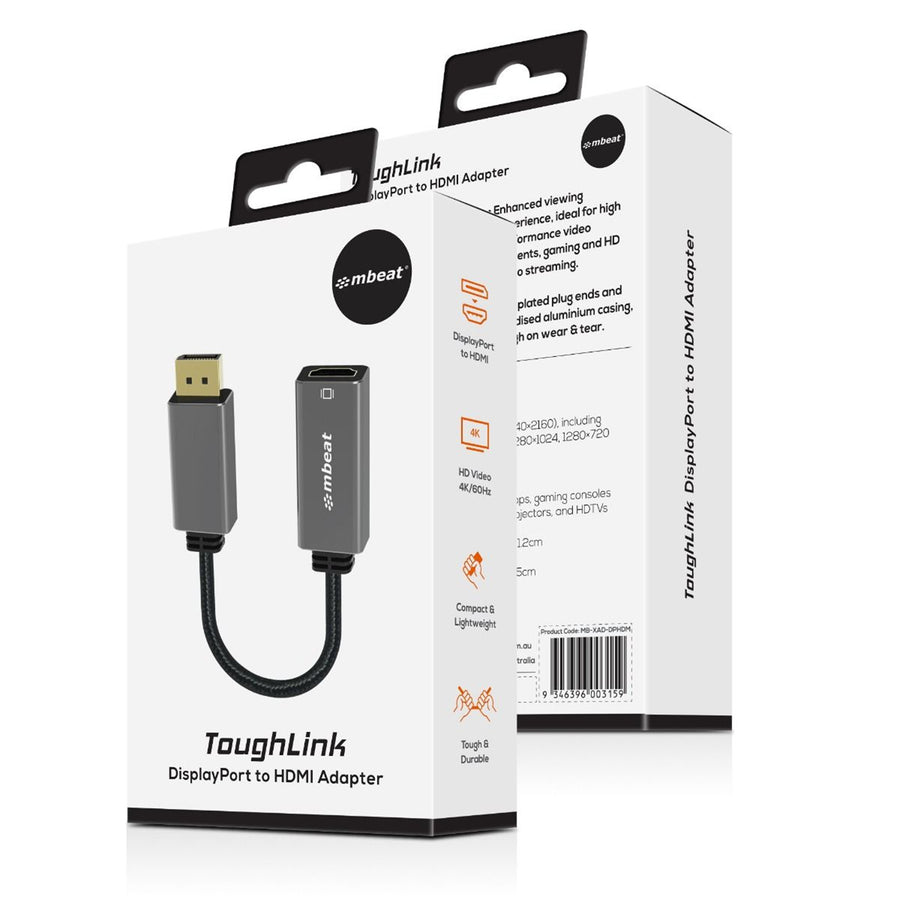 MB-XAD-DPHDM - mbeat Tough Link DisplayPort  to HDMI Adapter - Space Grey