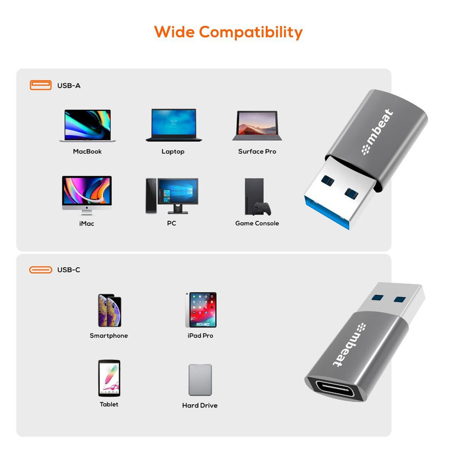 MB-XAD-U3MCF - mbeat Tough Link USB 3.0 (Male) to USB-C (Female) Adapter - Space Grey