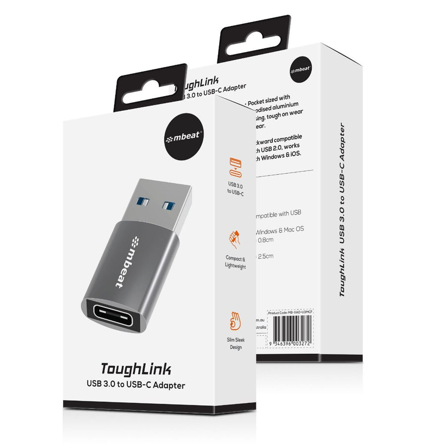 MB-XAD-U3MCF - mbeat Tough Link USB 3.0 (Male) to USB-C (Female) Adapter - Space Grey