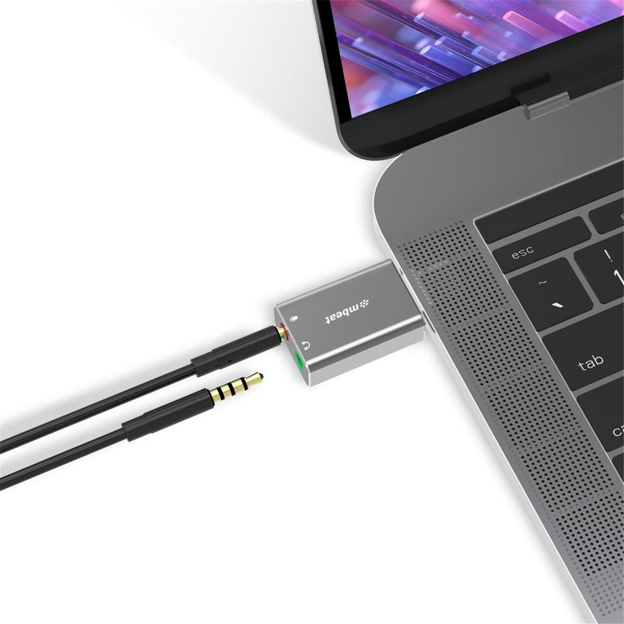 mbeat MB-XAD-UAXM Tough Link USB to 3.5 Audio and Microphone Adapter - Space Grey (20pc)