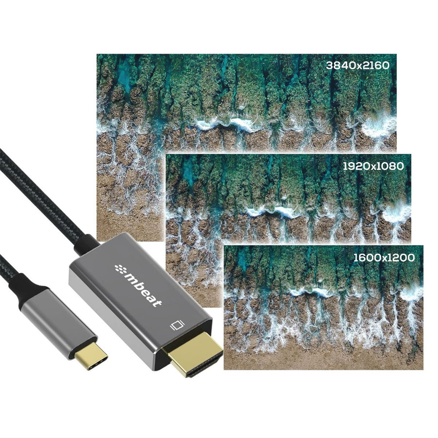 MB-XCB-CHD18 - mbeat Tough Link 1,8 m 4K USB-C auf HDMI Kabel - Space Grey