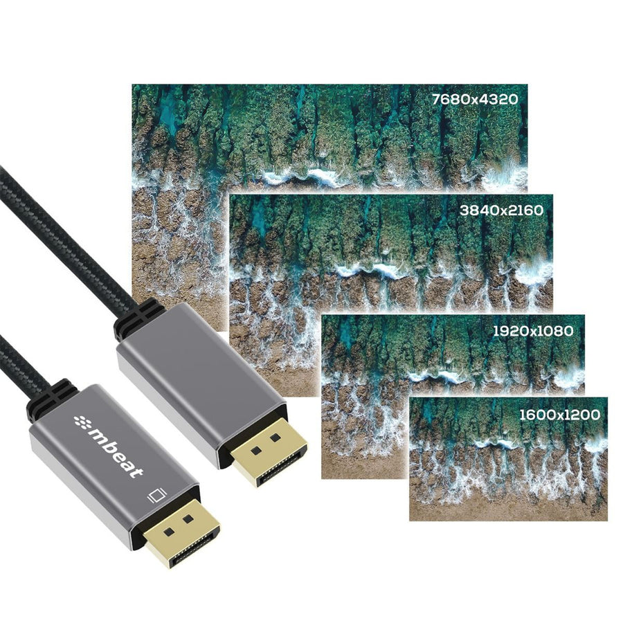 MB-XCB-DP18 - mbeat Tough Link 1.8m DisplayPort Kabel v1.4 - Space Grey