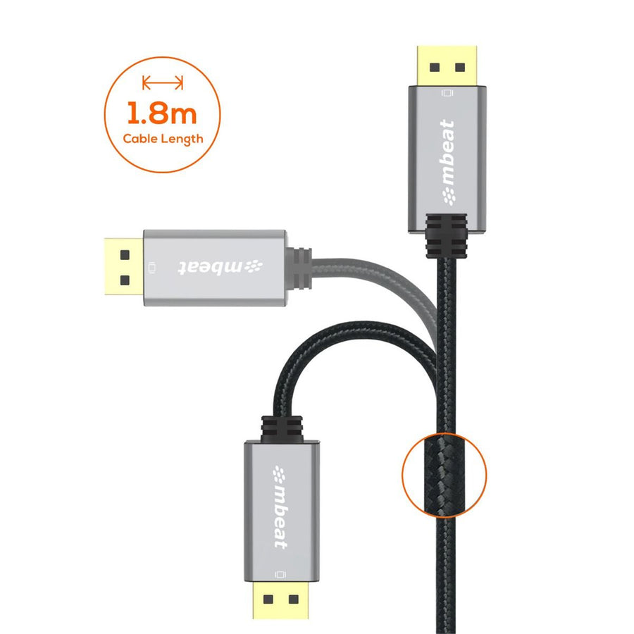 MB-XCB-DP18 - mbeat Tough Link 1.8m DisplayPort Kabel v1.4 - Space Grey