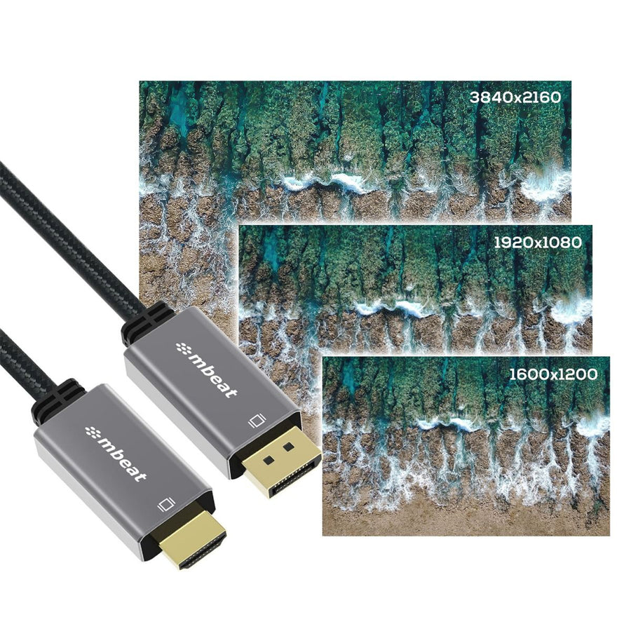 MB-XCB-DPHDM18 - mbeat Tough Link 1,8 m 4K/60Hz DisplayPort auf HDMI Kabel - Space Grey