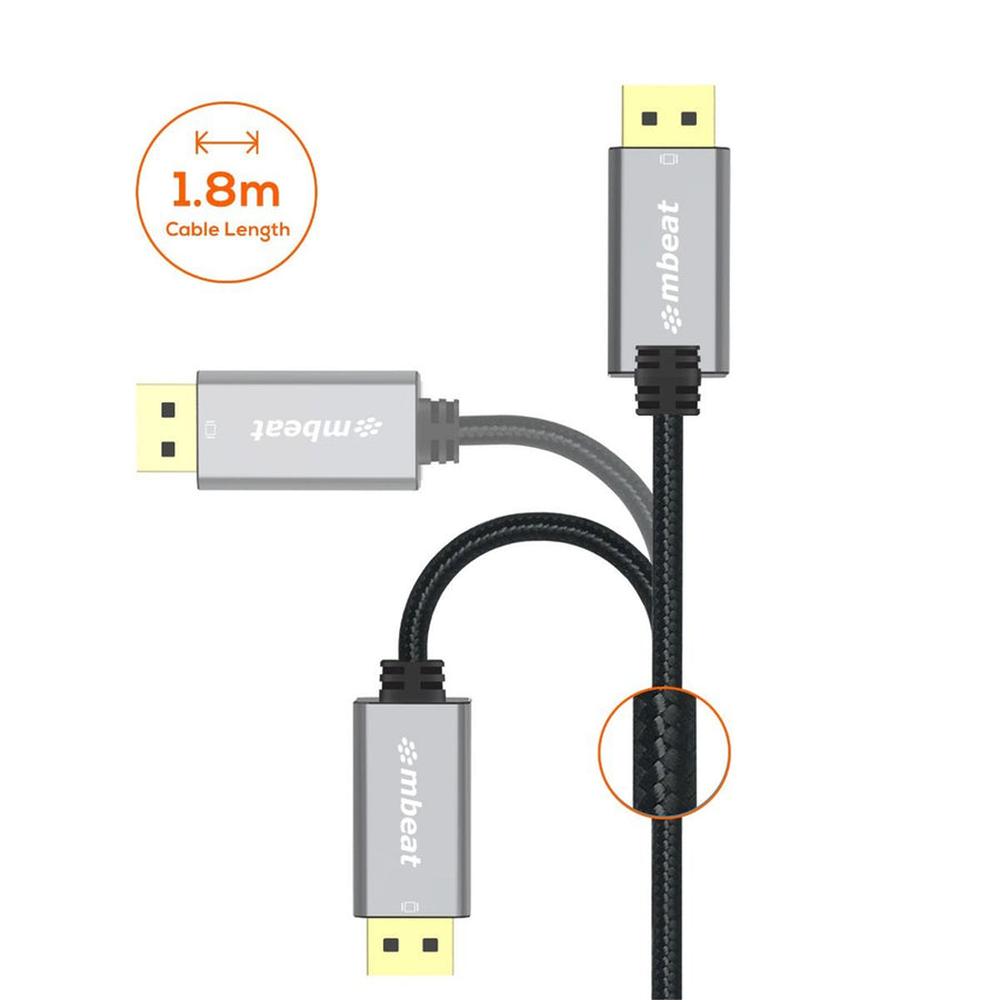MB-XCB-DPHDM18 - mbeat Tough Link 1,8 m 4K/60Hz DisplayPort auf HDMI Kabel - Space Grey