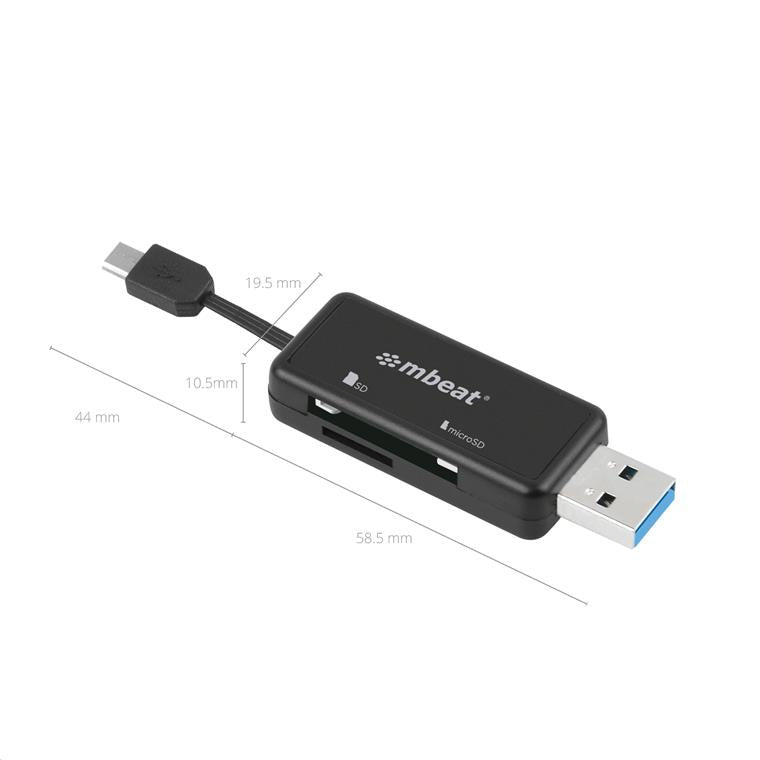 MB-OTG32D - mbeat® Ultra dual USB 3.0 reader for PCs, Smartphones & Tablets
