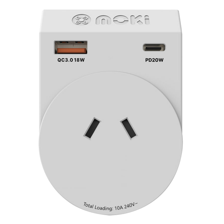 Moki Zubehör ACC-MTAOJAP – Moki Reiseadapter Plus Outbound – AUS/NZ nach Japan + PD20W USB-C & QC 3.0 USB-A