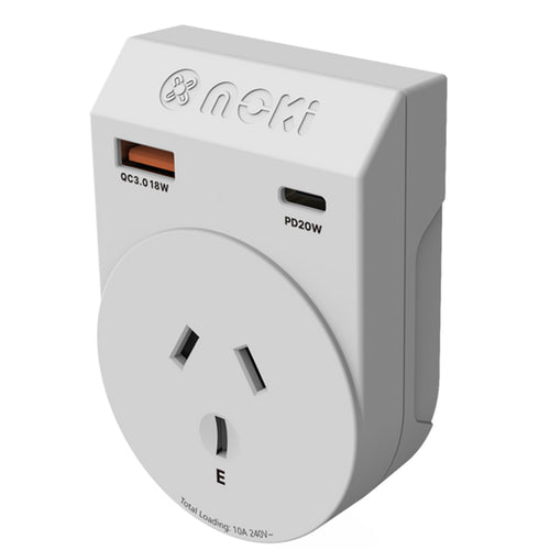 Moki Accessories ACC-MTAOSAP - Moki Reiseadapter Plus Outbound - AU/NZ nach Südafrika + PD20W USB-C & QC 3.0 USB-A