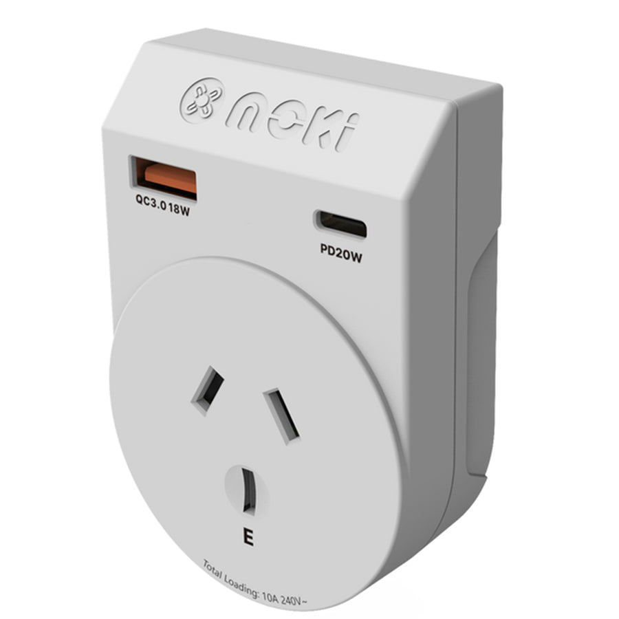 Moki Accessories ACC-MTAOSAP - Moki Reiseadapter Plus Outbound - AU/NZ nach Südafrika + PD20W USB-C & QC 3.0 USB-A
