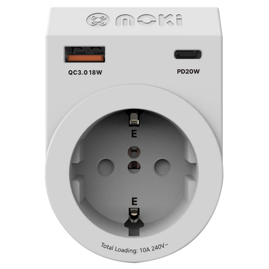 Moki Accessories ACC-MTAIEUP - Moki Reiseadapter Plus Inbound - EU zu AU/NZ + PD20W USB-C & QC 3.0 USB-A