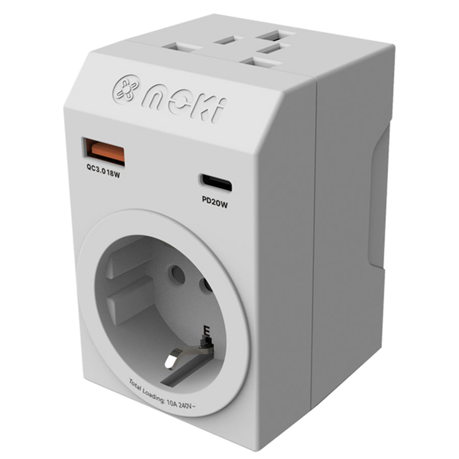 Moki Travel Adaptor Plus Inbound - Universal to AU/NZ + PD20W USB-C & QC 3.0 USB-A
