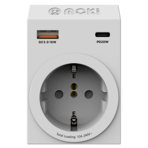 Moki Travel Adaptor Plus Inbound - Universal to AU/NZ + PD20W Type-C & QC 3.0 USB-A-ETA to be advised