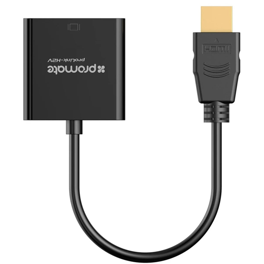 Promate PROLINK-H2V-BLK - HDMI (Male) to VGA (Female) Display Adaptor Kit. Supports up to 1920x1080@60Hz.