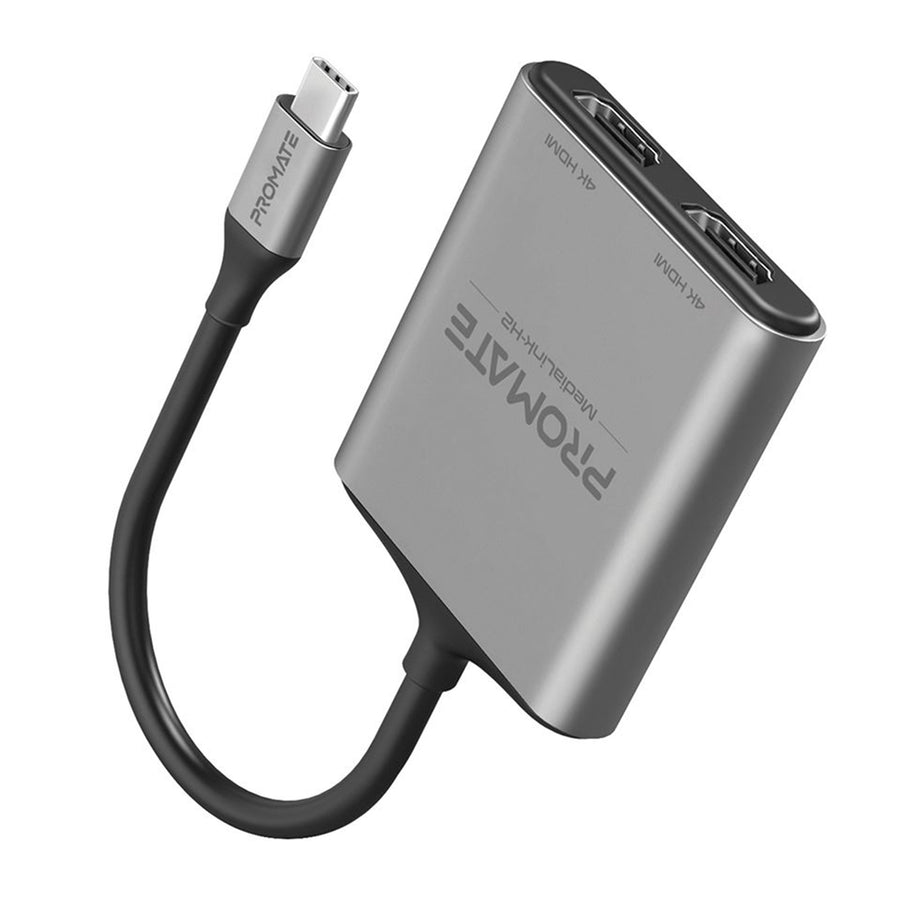 Promate MEDIALINK-H2 - 4K USB-C Connector to Dual HDMI Adapter.