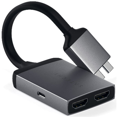 SATECHI Aluminium Type-C Dual HDMI Adapter - Space Grey ( Dual Display only supported on 14"/15"/16"  Apple Macbook Pro with Intel CPU &  M1/M2  Pro & Max Chip only,   not Support  Apple 13" Macbook Pro / 13" &  15"   Air  with M1/M2 Chip )