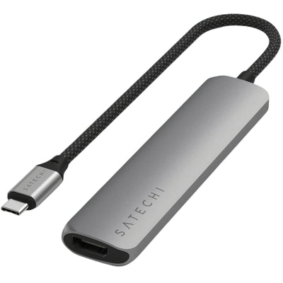 SATECHI Slim USB-C MultiPort Adapter - Space Grey - 1x USB-C PD port 100W, SD & MicroSD Card Reader, USB-A 3.2 Port, USB-A 2.0 Port, HDMI Video Port (4k60Hz)