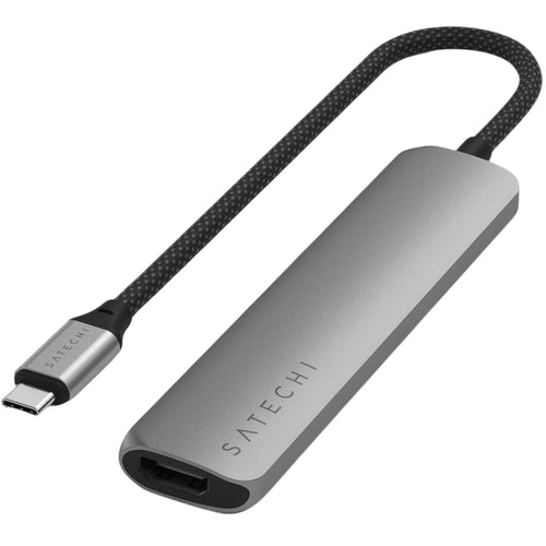 SATECHI Slim USB-C MultiPort Adapter - Space Grey - 1x USB-C PD port 100W, SD & MicroSD Card Reader, USB-A 3.2 Port, USB-A 2.0 Port, HDMI Video Port (4k60Hz)