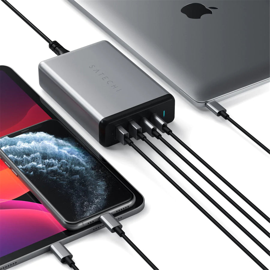 SATECHI USB-C Charger 108W Multiport Travel Charger (Space Grey) Support Macbook, Macbook Pro and most Tablets