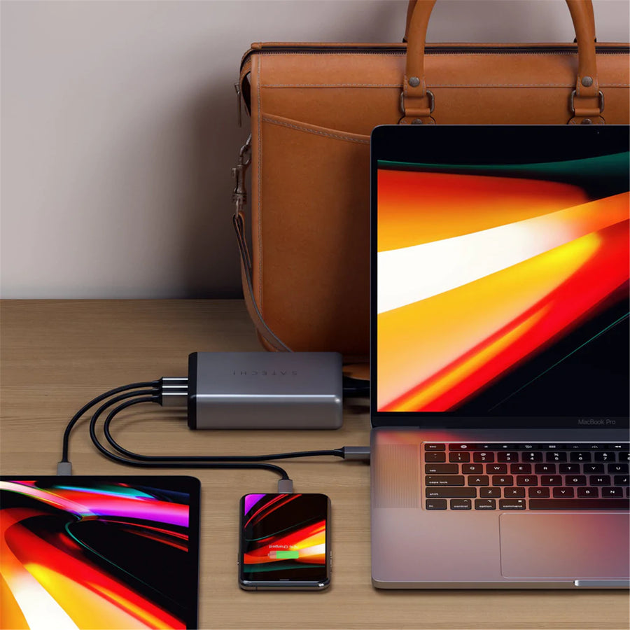 SATECHI USB-C Charger 108W Multiport Travel Charger (Space Grey) Support Macbook, Macbook Pro and most Tablets