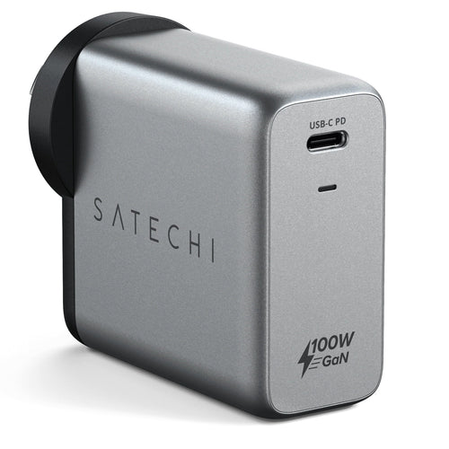 SATECHI   100W Single Port PD GaN USB-C Wall Charger - Silver
