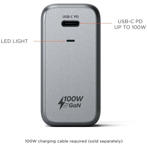 SATECHI   100W Single Port PD GaN USB-C Wall Charger - Silver