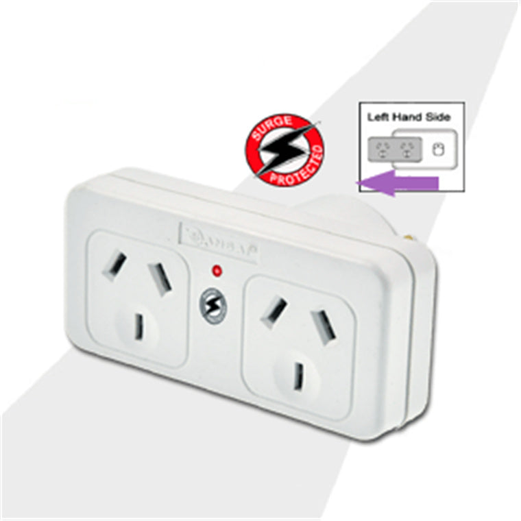 Sansai PAD-017LS Surged Double Adapter - Left
