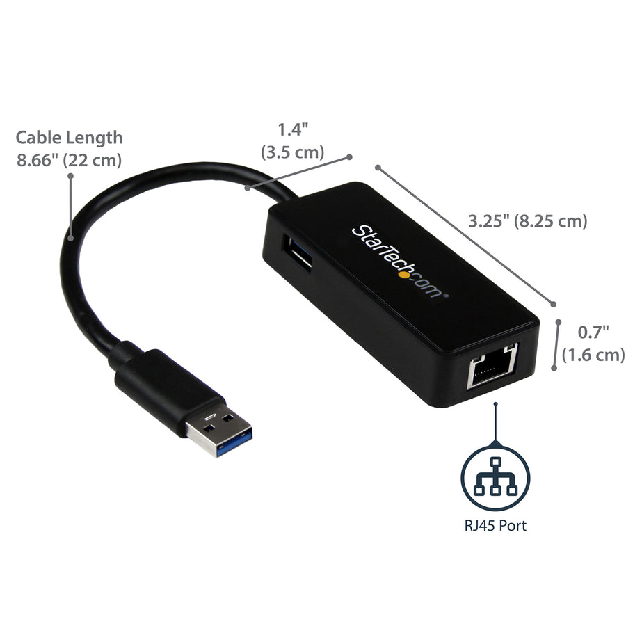 StarTech.com USB31000SPTB USB 3.0 auf Gigabit Ethernet Adapter Netzwerkkarte mit USB-Anschluss - Schwarz