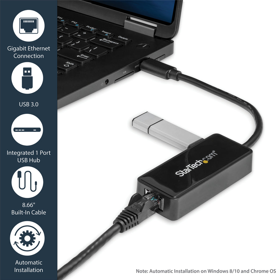 StarTech.com USB31000SPTB USB 3.0 auf Gigabit Ethernet Adapter Netzwerkkarte mit USB-Anschluss - Schwarz
