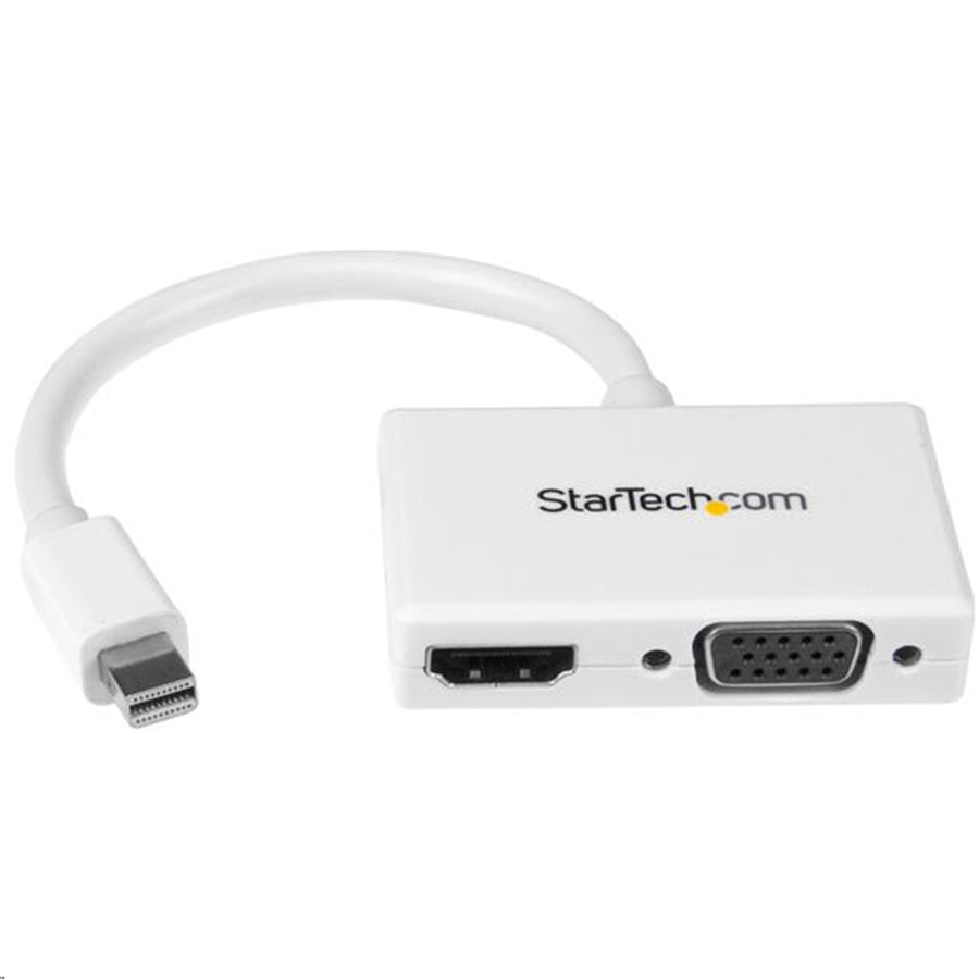 StarTech.com MDP2HDVGAW Reise-A/V-Adapter: 2-in-1 Mini DisplayPort auf HDMI oder VGA Konverter – Weiß