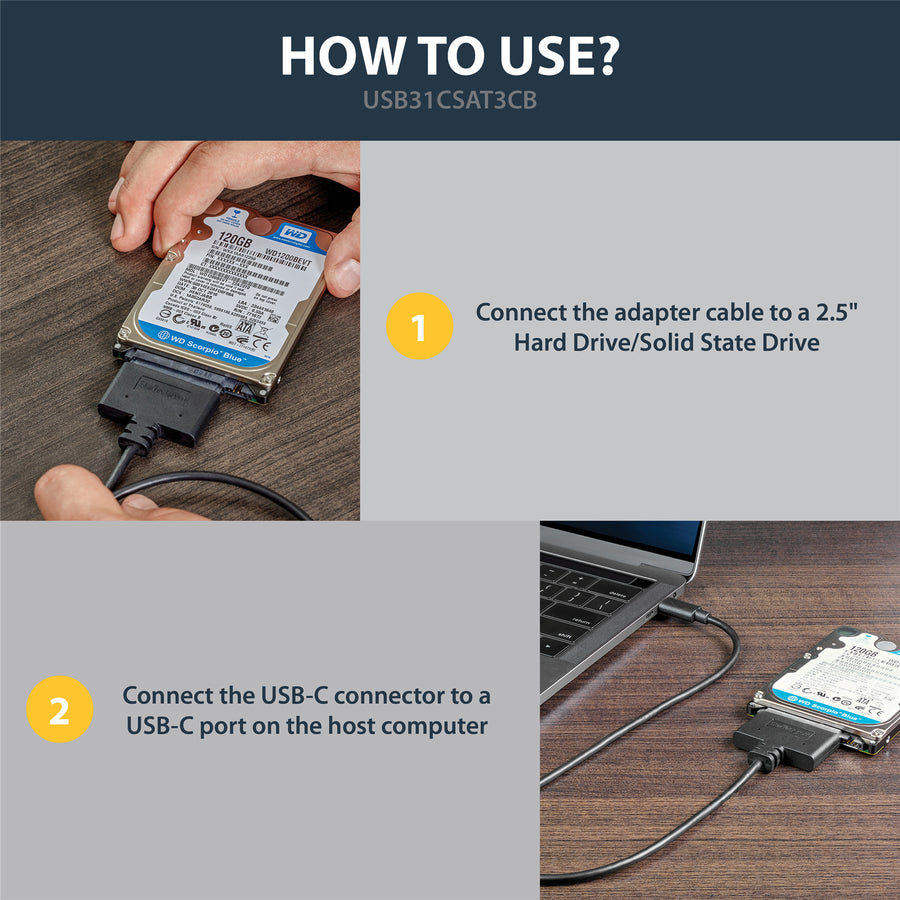 StarTech.com USB31CSAT3CB USB 3.1 Adapterkabel – 2,5-Zoll-SATA – USB