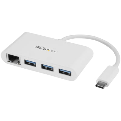 StarTech.com HB30C3A1GEA - 3 Port USB 3.0 Hub + GbE - USB-C - White
