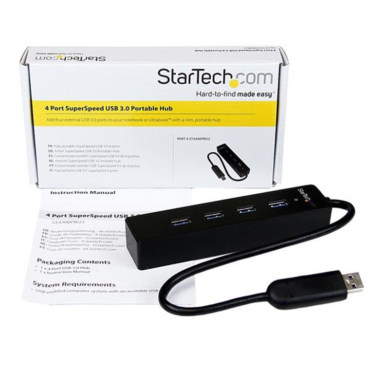 StarTech.com 4 Port SuperSpeed Portable USB 3.0 Hub
