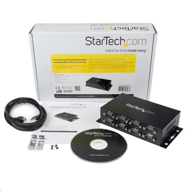 StarTech.com ICUSB2328I 8 Port USB to DB9 RS232 Serial Adapter Hub Industrial DINRail and Wall Mountable - USB to RS 232