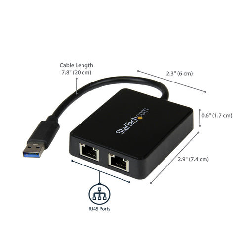 StarTech.com USB32000SPT USB 3 Dual Port Gigabit Ethernet Adapter