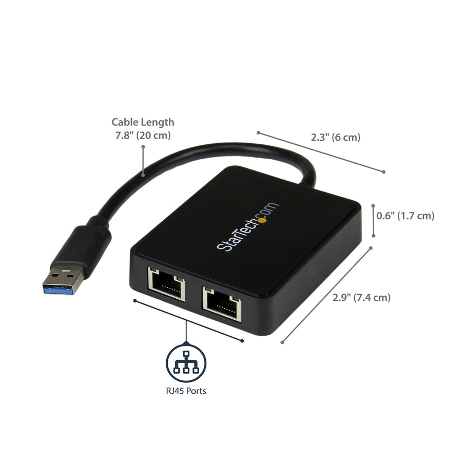 StarTech.com USB32000SPT USB 3 Dual Port Gigabit Ethernet Adapter