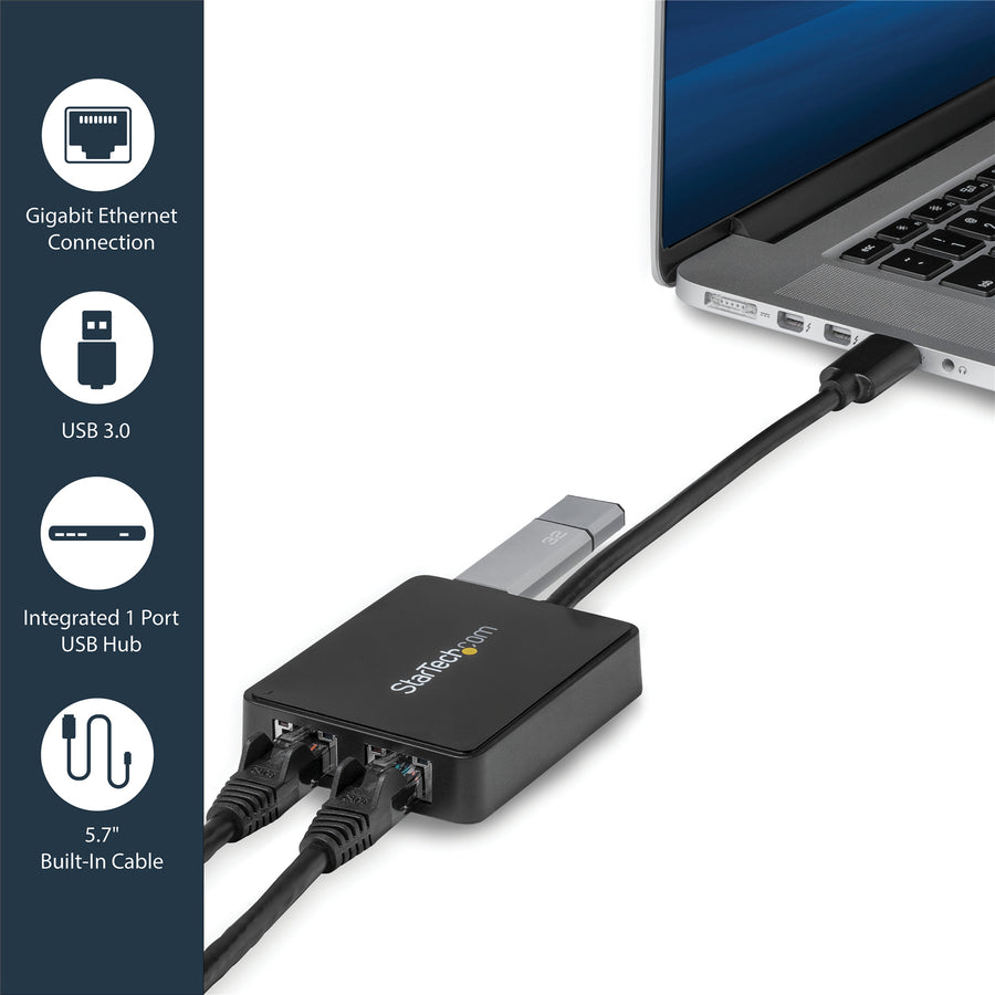 StarTech.com USB32000SPT USB 3 Dual Port Gigabit Ethernet Adapter