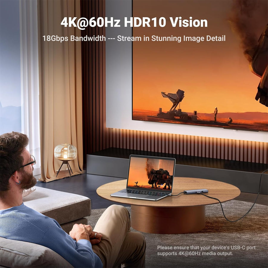 Ugreen HDMI 4K30HZ 2 USB3.0 2 USB-C SD&TF RJ45 1G PD100W 8in1
