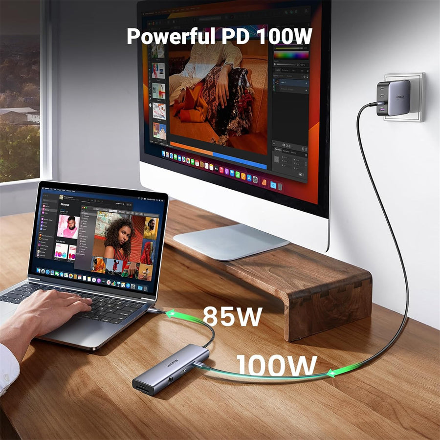 Ugreen HDMI 4K30HZ 2 USB3.0 2 USB-C SD&TF RJ45 1G PD100W 8in1