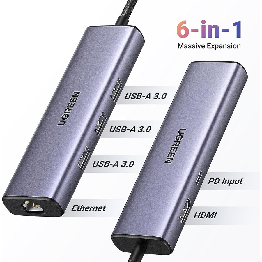 Ugreen HDMI 4K30HZ 3 USB3.0 RJ45 1G PD60W 5in1