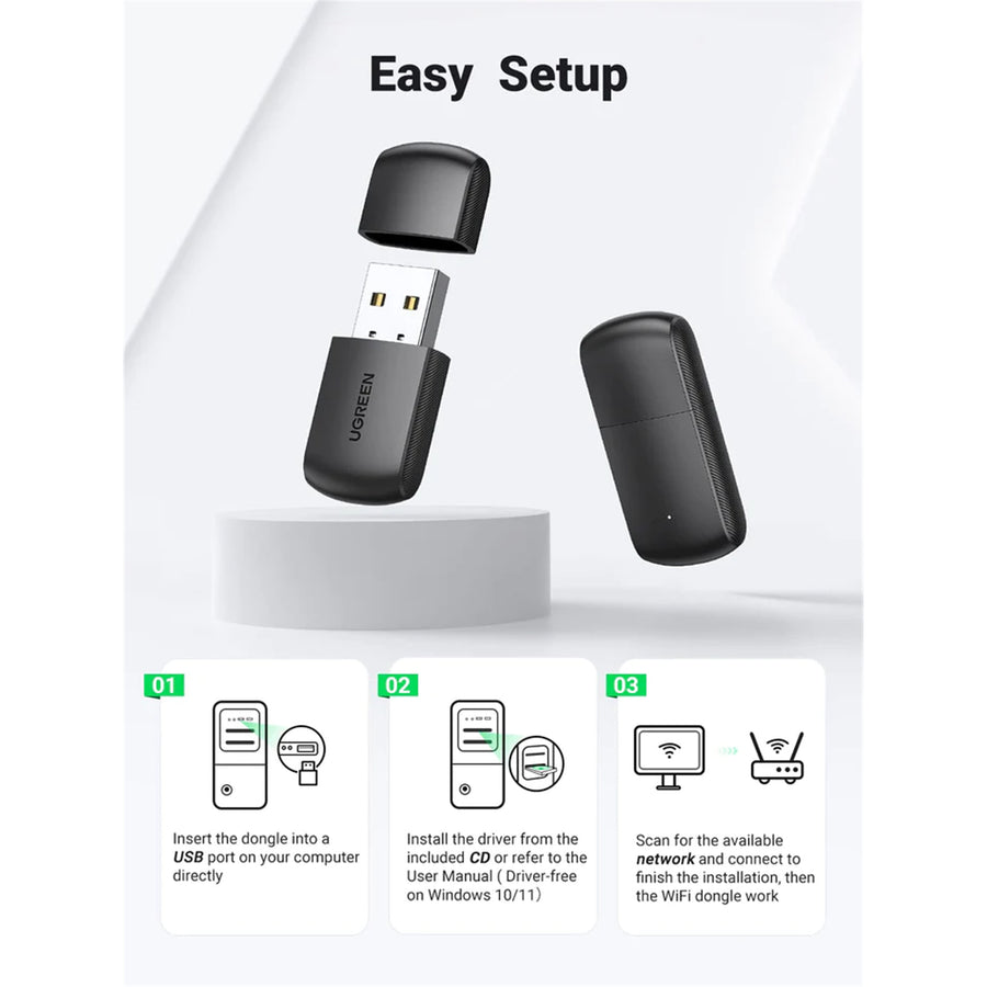 UG-20204 - UGREEN AC650 11ac Dual-Band Wireless USB Adapter