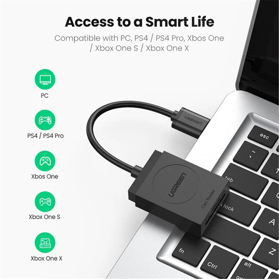UG-20250 - Ugreen 2-In-1 USB 3.0 A Card Reader 15cm without OTG