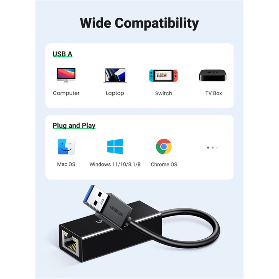 UG-20256 - UGREEN USB 3.0 Gigabit Ethernet Adapter (Black)