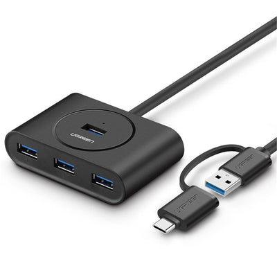 Ugreen USB 3.0 A With USB-C Plug 4 Ports HUB Black 1m