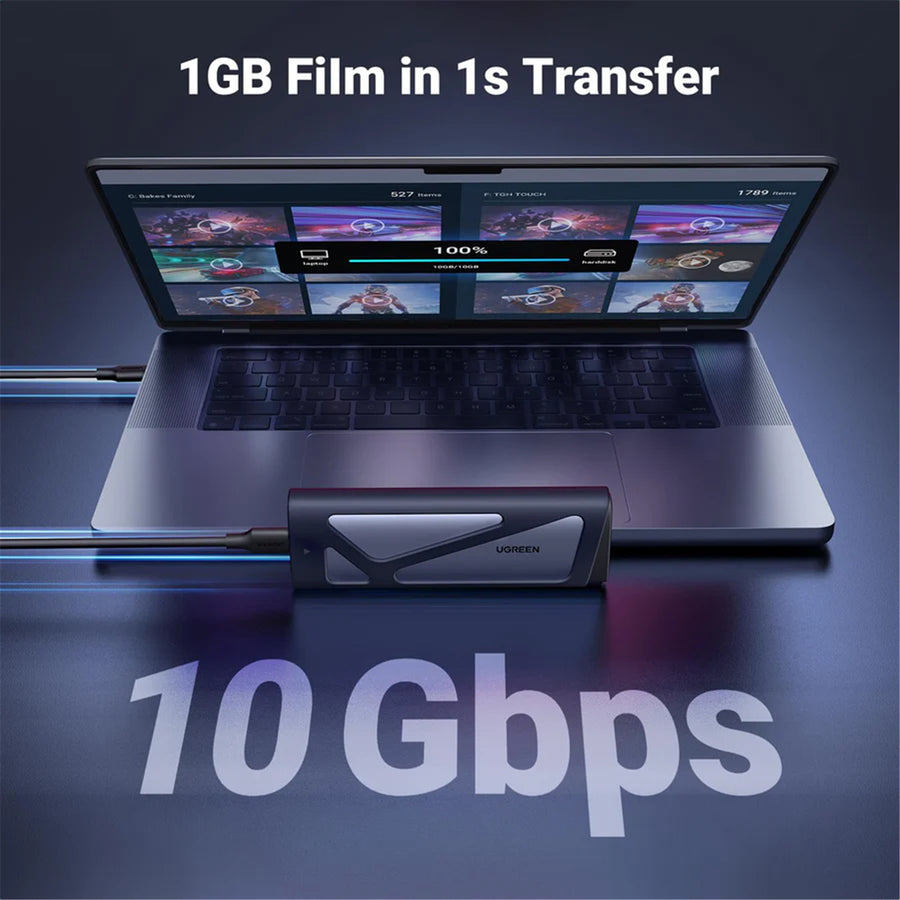 UG-15813 - UGreen 15813 M.2 PCIe NVME And SATA Solid State Drives With USB3.2 Gen 2 Standard Speed of 10Gbps, USB Attached SCSI Protocol And TRIM Supported  Grey Colour