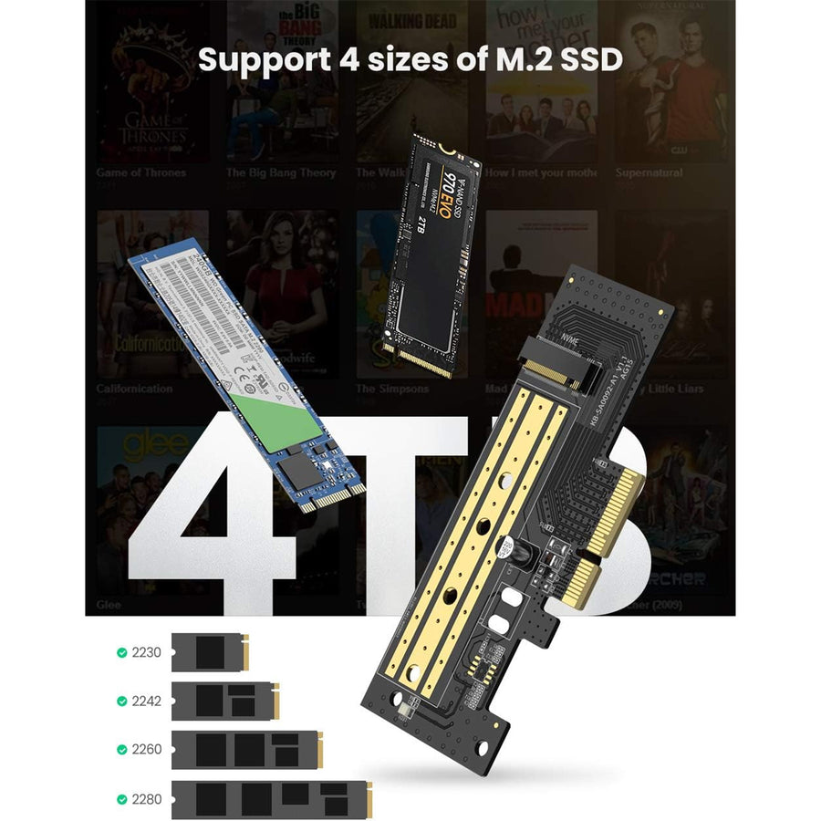 UGREEN UG-70503 M.2 NVME to PCI-E 3.0 X4 Express Card Adapter - Support 2230 2242 2260 2280 M.2 SSD