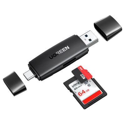 UG-80191 - Ugreen USB-C USB TF SD 3.0 Card Reader Black